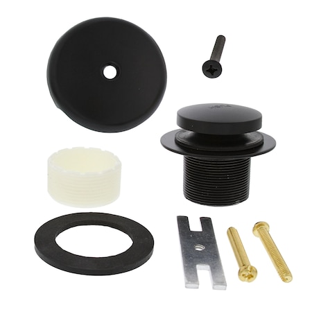 Jones Stephens Matte Black One-Hole Toe Touch Tub Drain Trim Kit, Includes Two-Hole Conversion Bar B51038